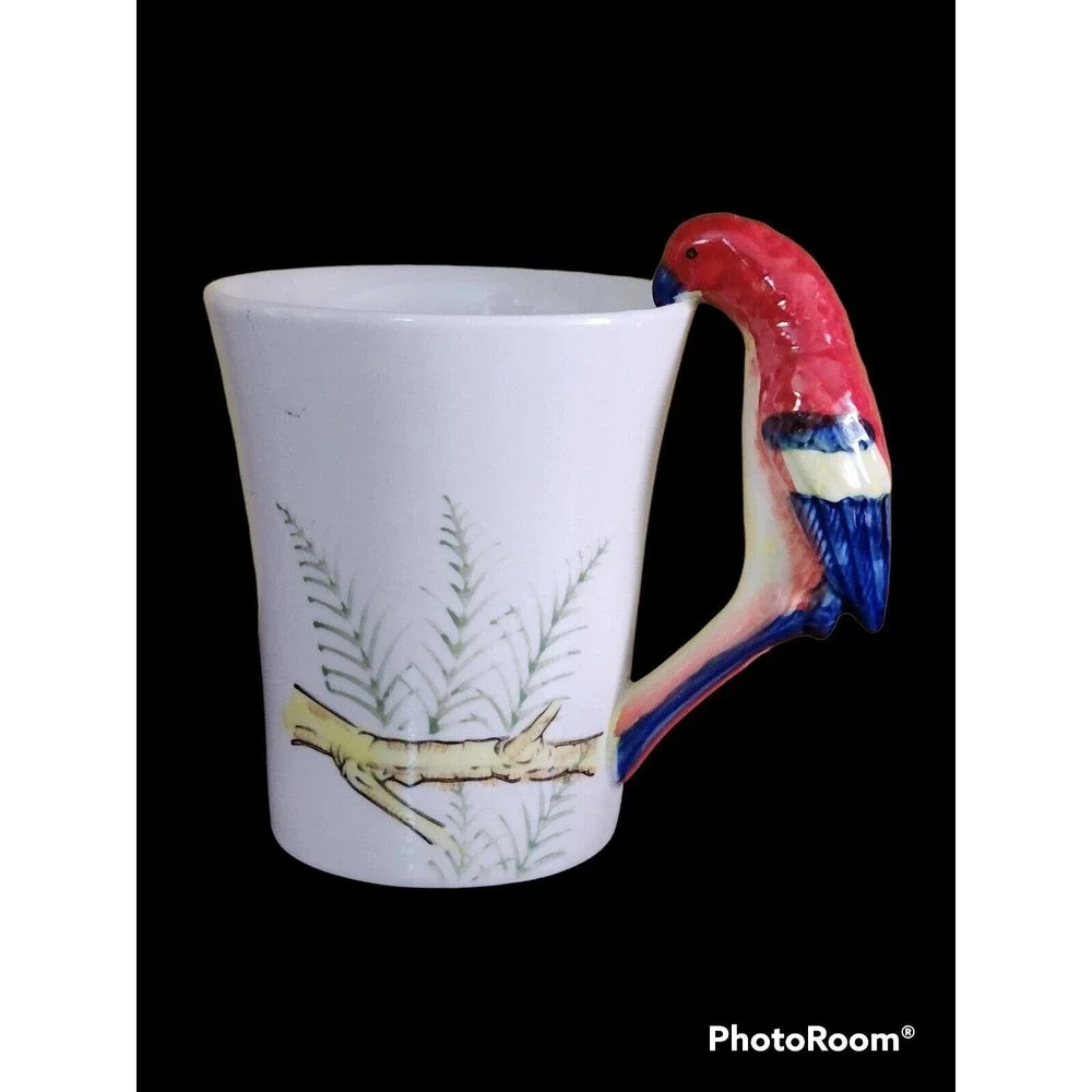 Pier 1 Imports Parrot Handle Ceramic Mug Bird Handle